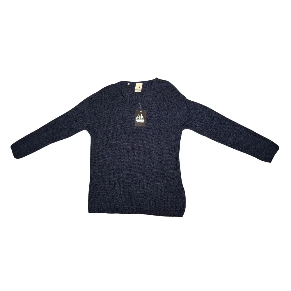 Tandem Firenze Navy Wool Blend V-Neck Knit Sweater Made in Italy XL NWT*READ